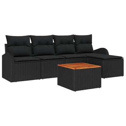 Garten-Sofa-Set 6 pcs Schwarz