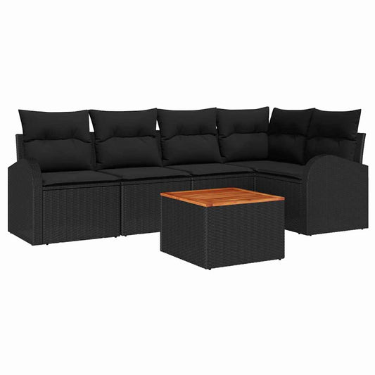 Garten-Sofa-Set 6 pcs Schwarz