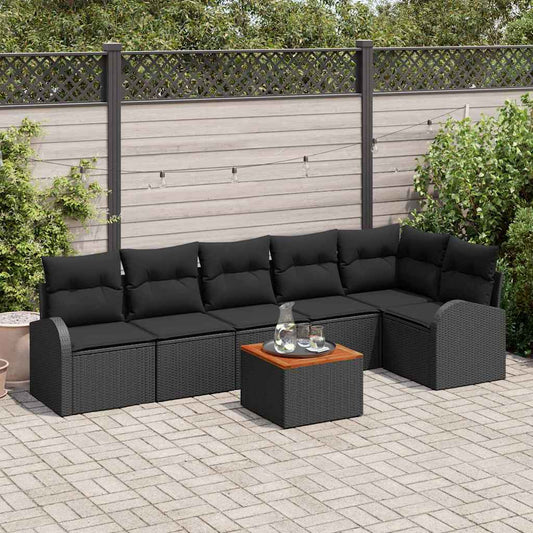 Garten-Sofa-Set 7 pcs Schwarz