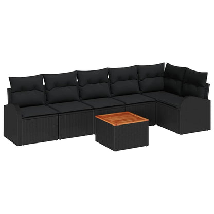 Garten-Sofa-Set 7 pcs Schwarz