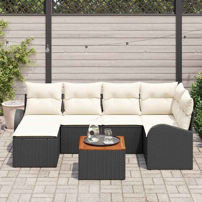 Garten-Sofa-Set 7 pcs Schwarz und Weiß