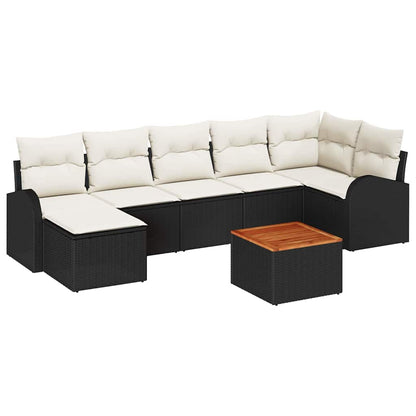 Garten-Sofa-Set 8 pcs Schwarz und Weiß