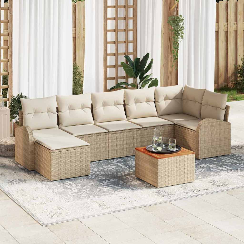 Garten-Sofa-Set 8 pcs Beige und Weiß