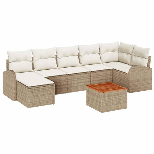 Garten-Sofa-Set 8 pcs Beige und Weiß