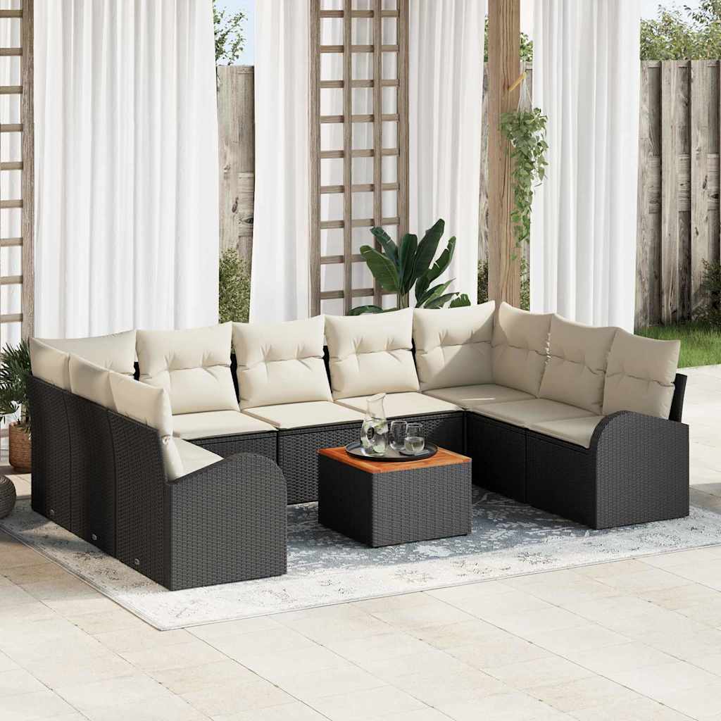 Garten-Sofa-Set 10 pcs Schwarz und Weiß