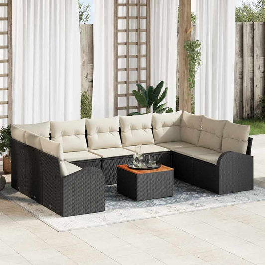 Garten-Sofa-Set 10 pcs Schwarz und Weiß