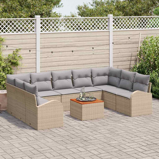 Garten-Sofa-Set 10 pcs Beige und Hellgrau