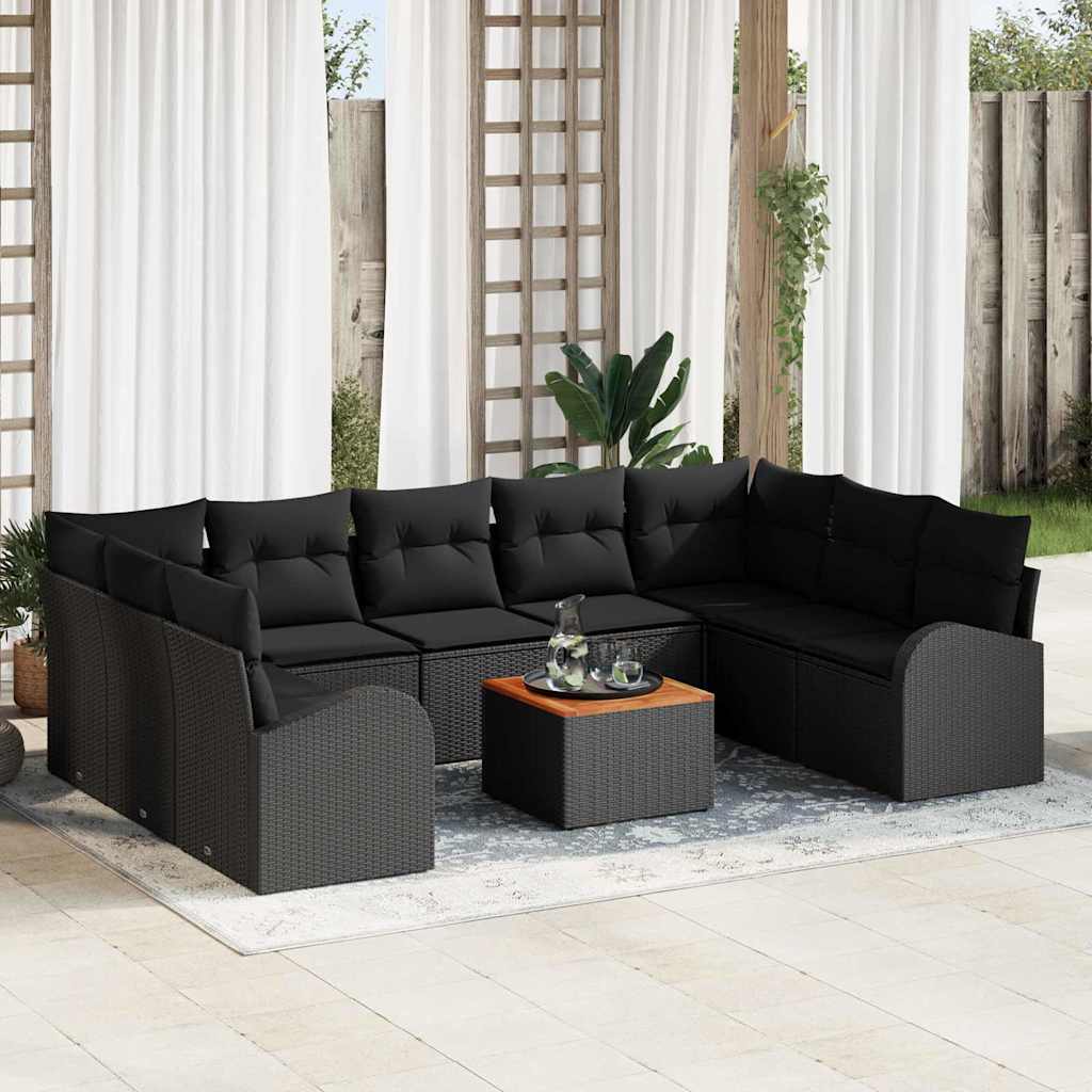Garten-Sofa-Set 10 pcs Schwarz