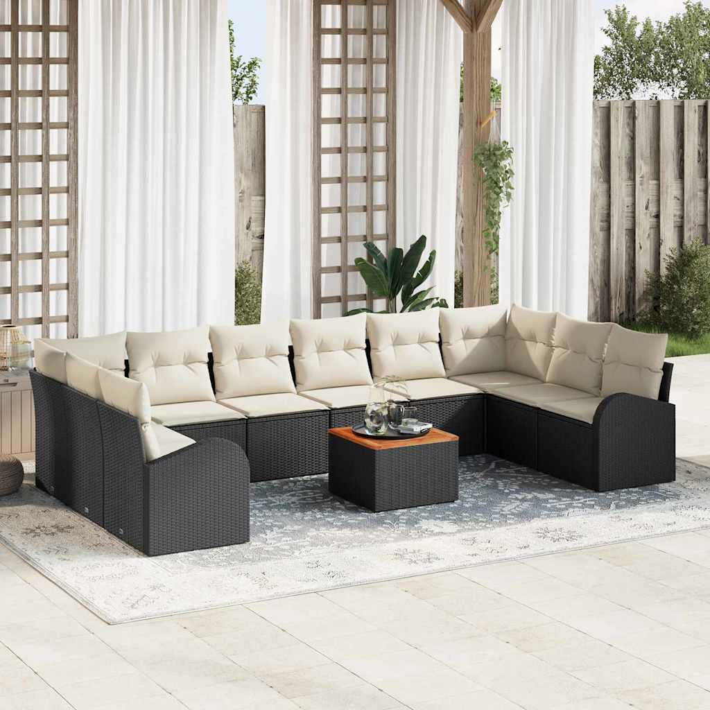 Garten-Sofa-Set 11 pcs Schwarz und Weiß