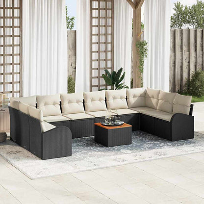 Garten-Sofa-Set 11 pcs Schwarz und Weiß