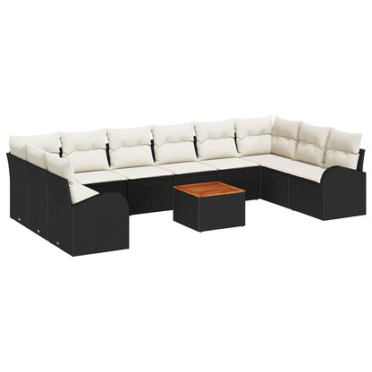 Garten-Sofa-Set 11 pcs Schwarz und Weiß