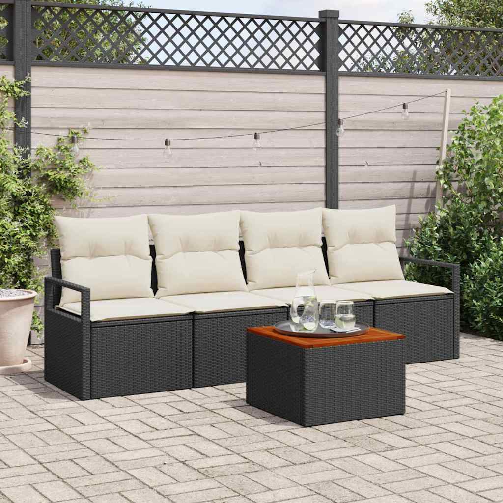 Garten-Sofa-Set 5 pcs Schwarz und Weiß