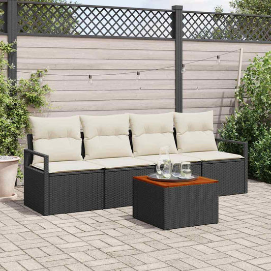 Garten-Sofa-Set 5 pcs Schwarz und Weiß