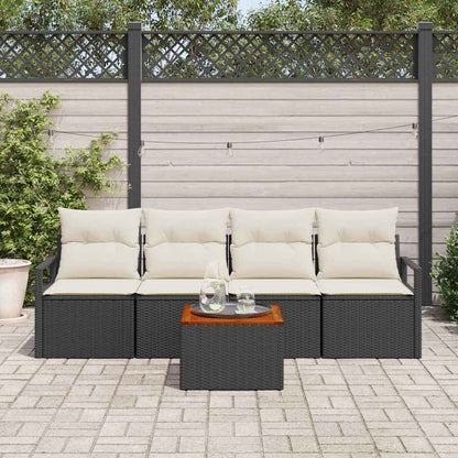 Garten-Sofa-Set 5 pcs Schwarz und Weiß