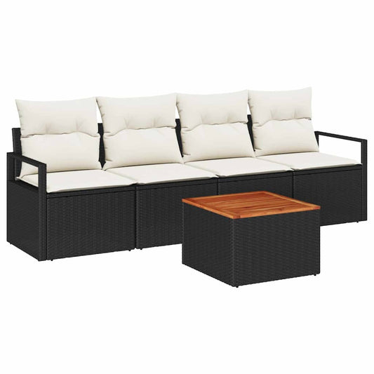 Garten-Sofa-Set 5 pcs Schwarz und Weiß