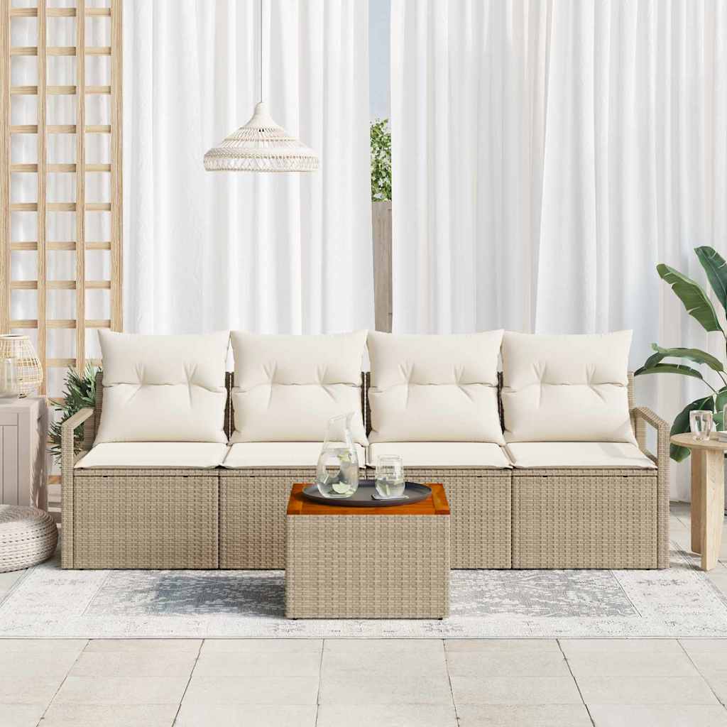 Garten-Sofa-Set 5 pcs Beige und Weiß