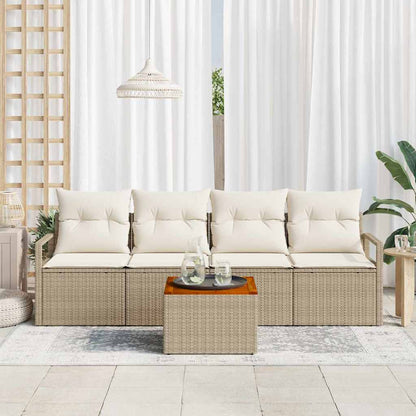 Garten-Sofa-Set 5 pcs Beige und Weiß