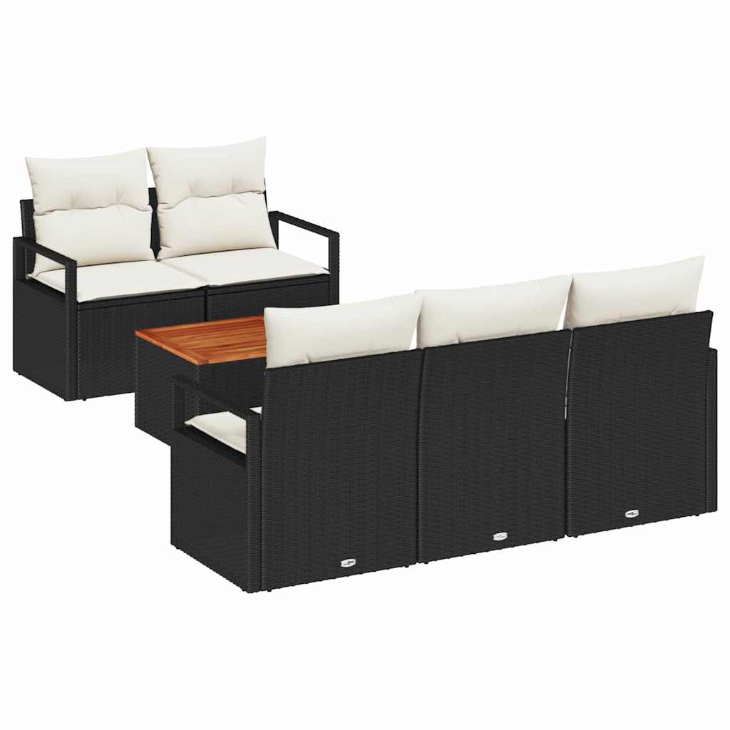 Garten-Sofa-Set 6 pcs Schwarz und Weiß