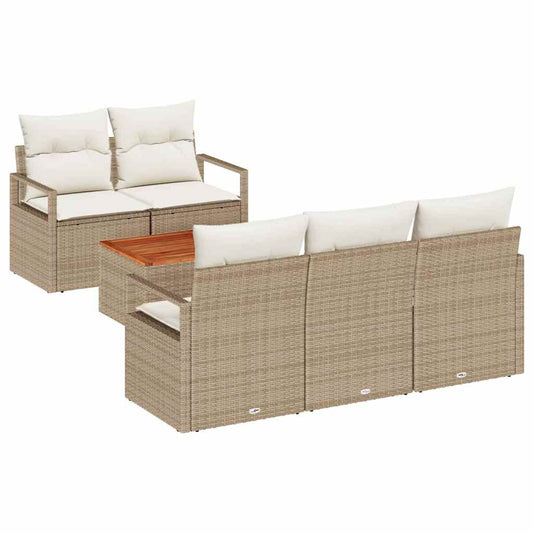 Garten-Sofa-Set 6 pcs Beige und Weiß