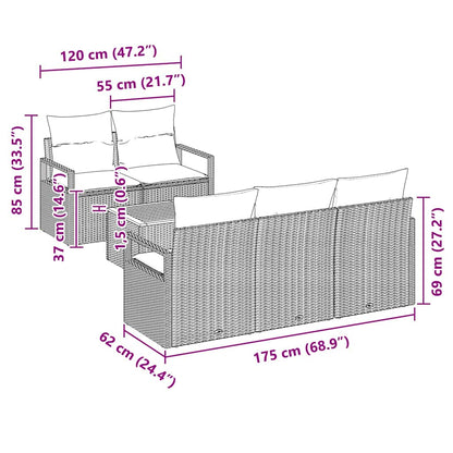 Garten-Sofa-Set 6 pcs Schwarz