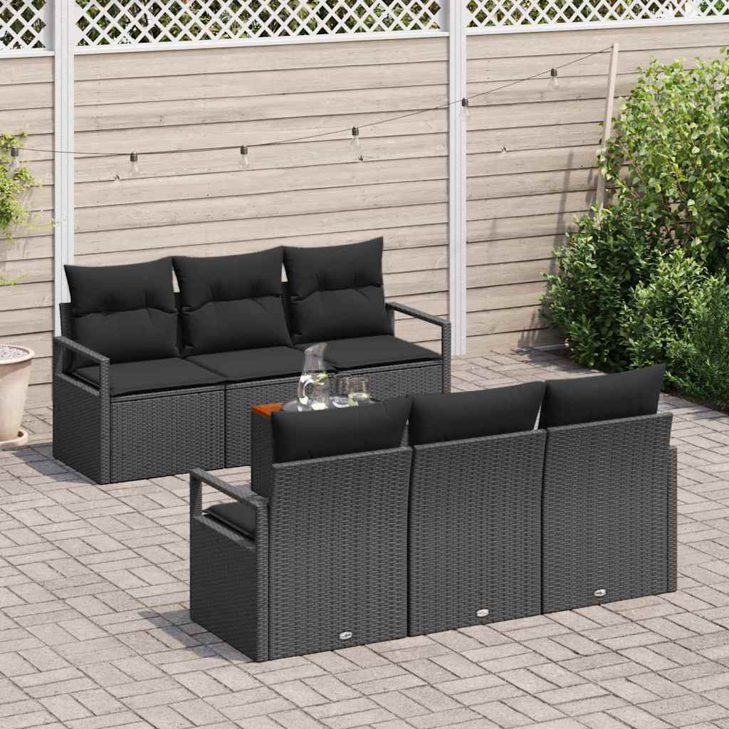 Garten-Sofa-Set 7 pcs Schwarz