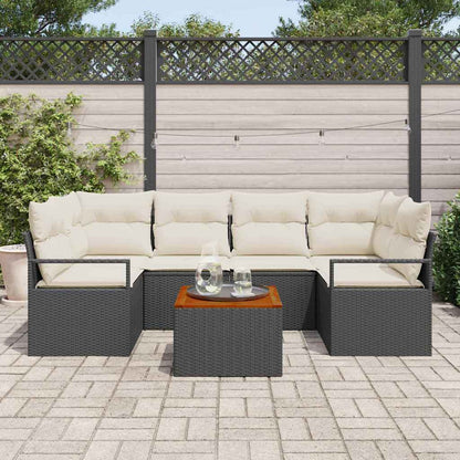 Garten-Sofa-Set 7 pcs Schwarz und Weiß