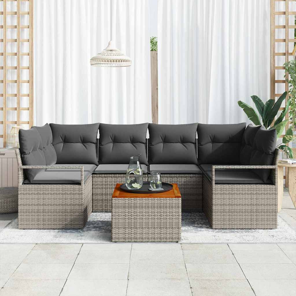 Garten-Sofa-Set 7 pcs Grau