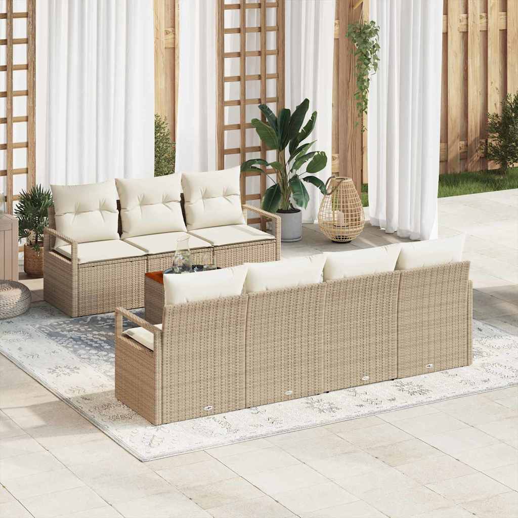 Garten-Sofa-Set 8 pcs Beige und Weiß