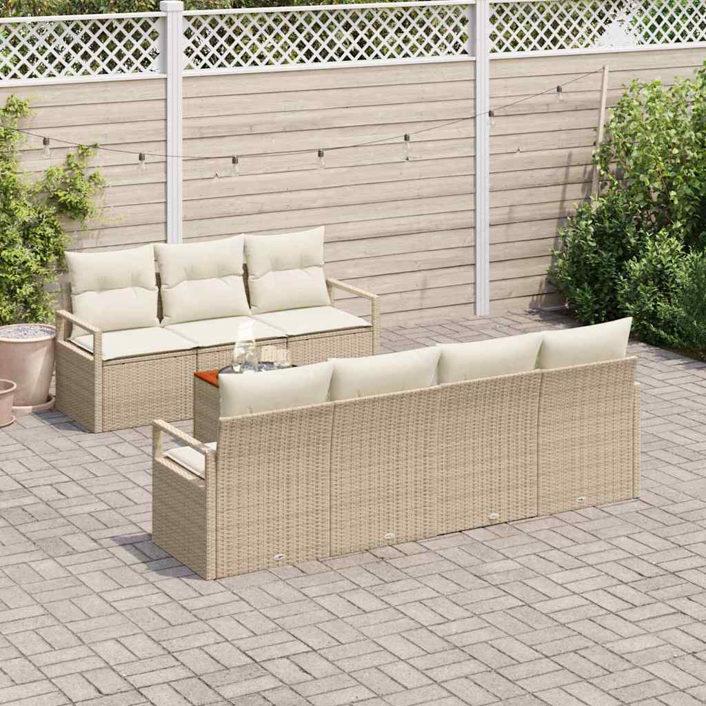Garten-Sofa-Set 8 pcs Beige und Weiß