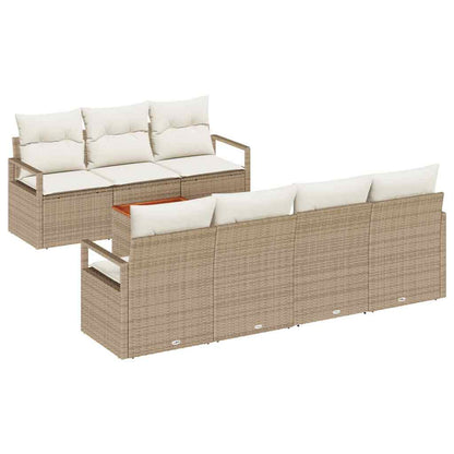 Garten-Sofa-Set 8 pcs Beige und Weiß