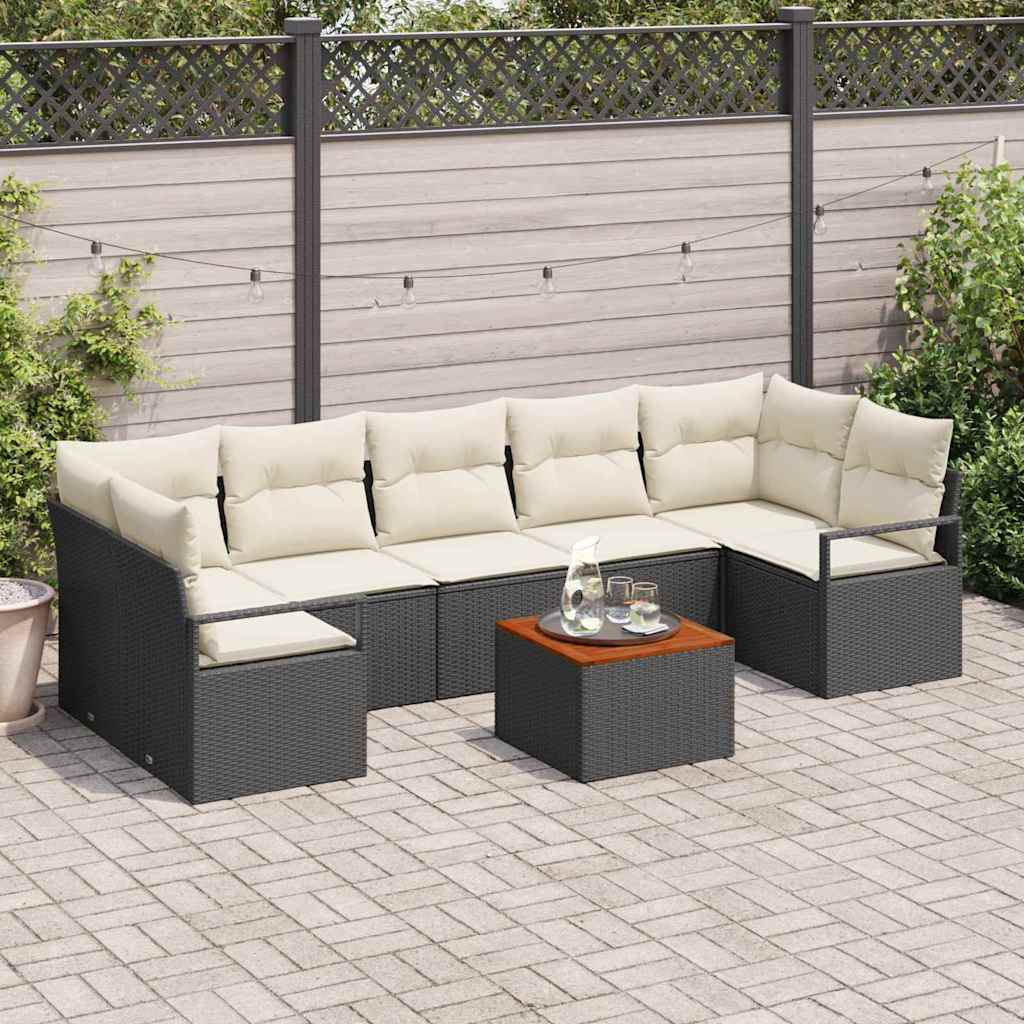 Garten-Sofa-Set 8 pcs Schwarz und Weiß