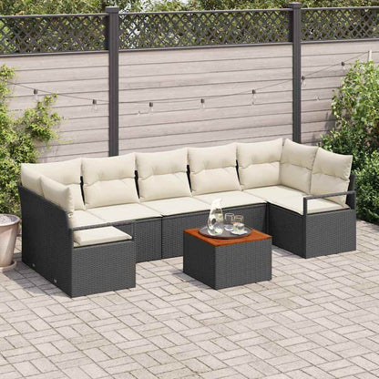 Garten-Sofa-Set 8 pcs Schwarz und Weiß