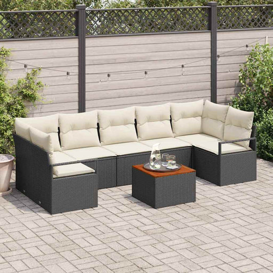 Garten-Sofa-Set 8 pcs Schwarz und Weiß