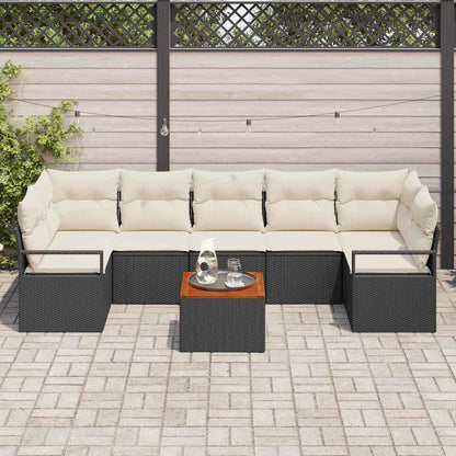 Garten-Sofa-Set 8 pcs Schwarz und Weiß