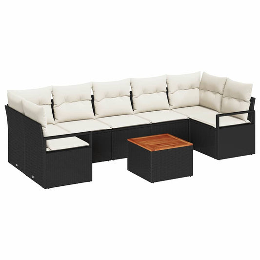 Garten-Sofa-Set 8 pcs Schwarz und Weiß