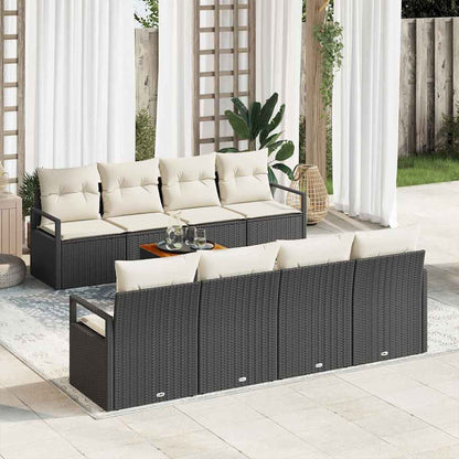Garten-Sofa-Set 9 pcs Schwarz und Weiß