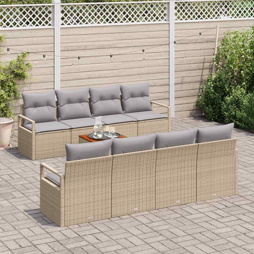 Garten-Sofa-Set 9 pcs Beige und Hellgrau