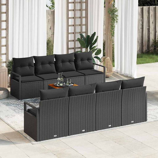 Garten-Sofa-Set 9 pcs Schwarz