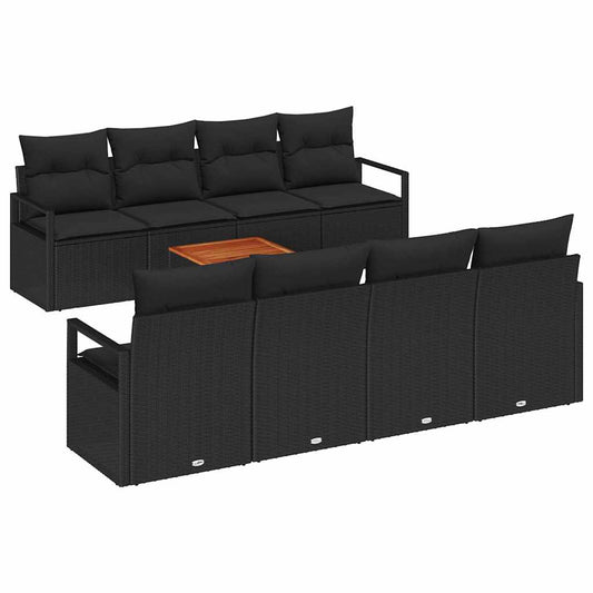 Garten-Sofa-Set 9 pcs Schwarz