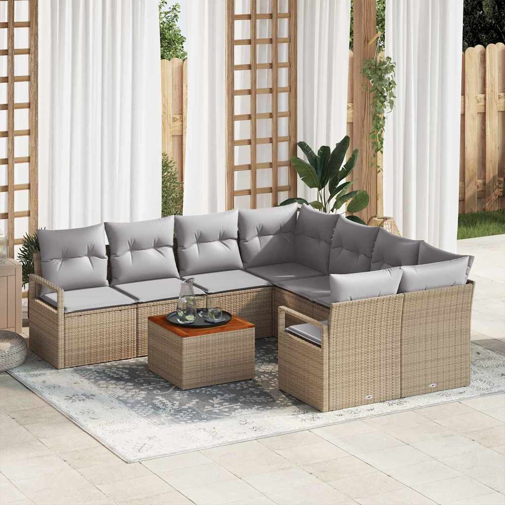 Garten-Sofa-Set 9 pcs Beige und Hellgrau