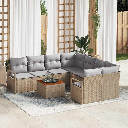 Garten-Sofa-Set 9 pcs Beige und Hellgrau