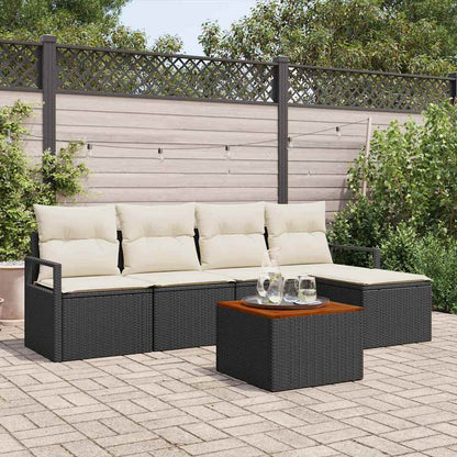 Garten-Sofa-Set 6 pcs Schwarz und Weiß
