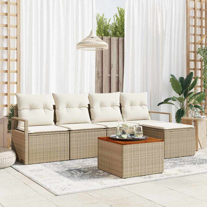 Garten-Sofa-Set 6 pcs Beige und Weiß