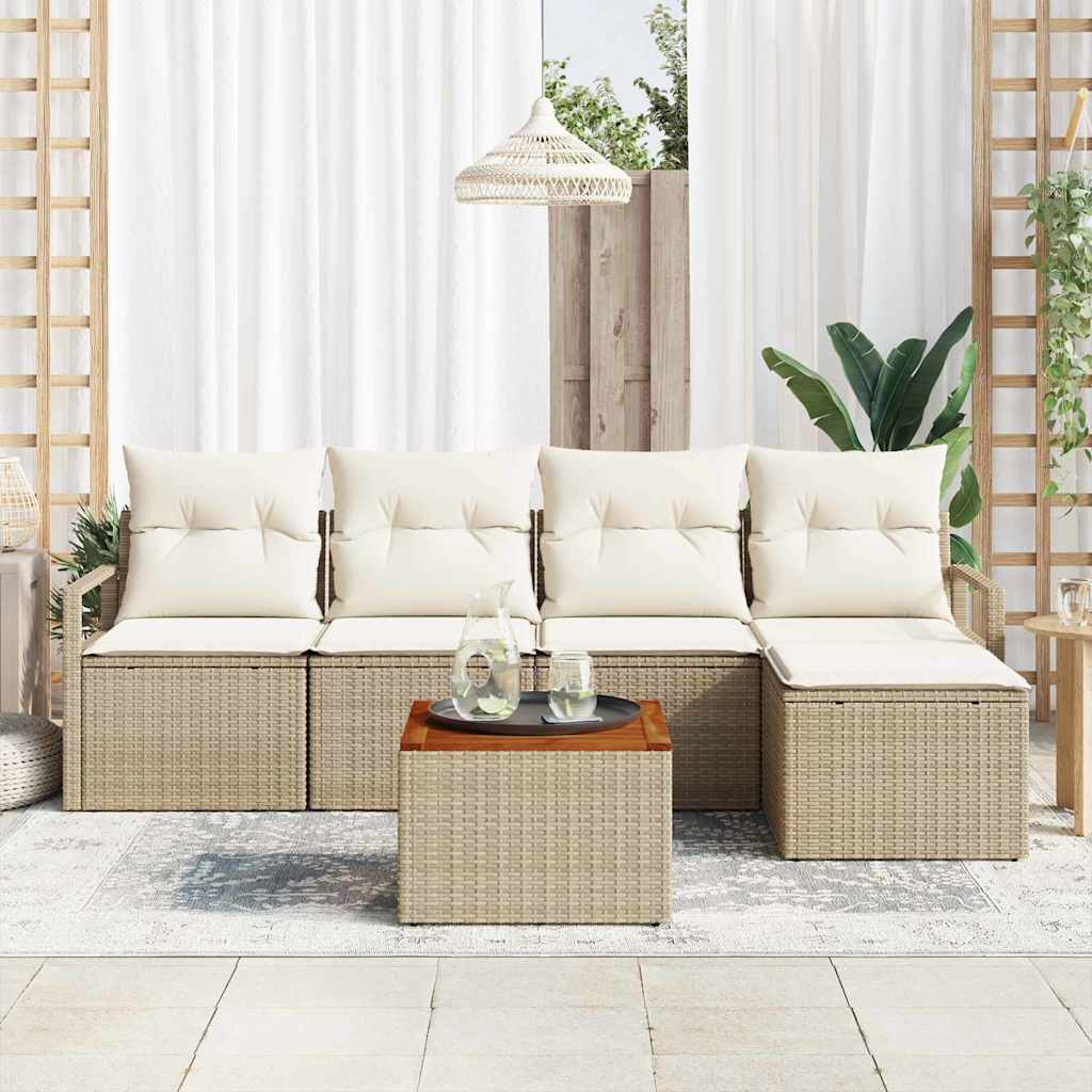 Garten-Sofa-Set 6 pcs Beige und Weiß