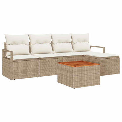 Garten-Sofa-Set 6 pcs Beige und Weiß