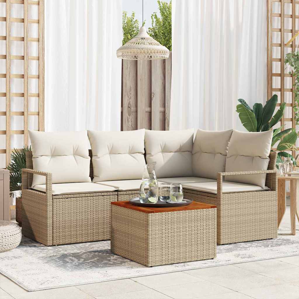 Garten-Sofa-Set 5 pcs Beige und Weiß