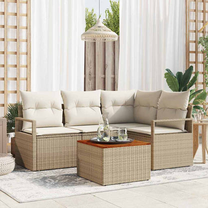 Garten-Sofa-Set 5 pcs Beige und Weiß