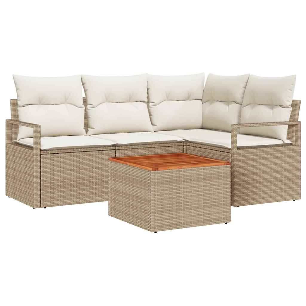 Garten-Sofa-Set 5 pcs Beige und Weiß