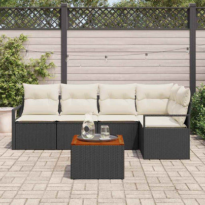 Garten-Sofa-Set 6 pcs Schwarz und Weiß