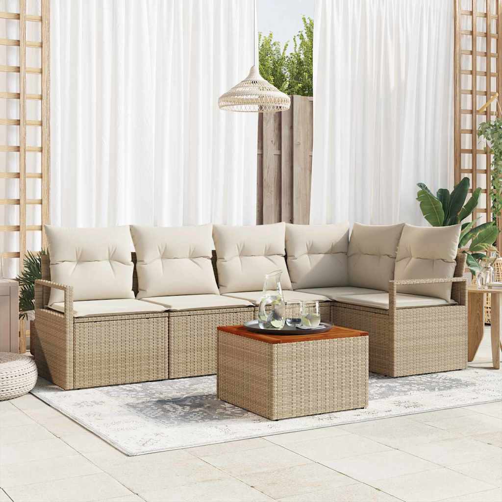 Garten-Sofa-Set 6 pcs Beige und Weiß